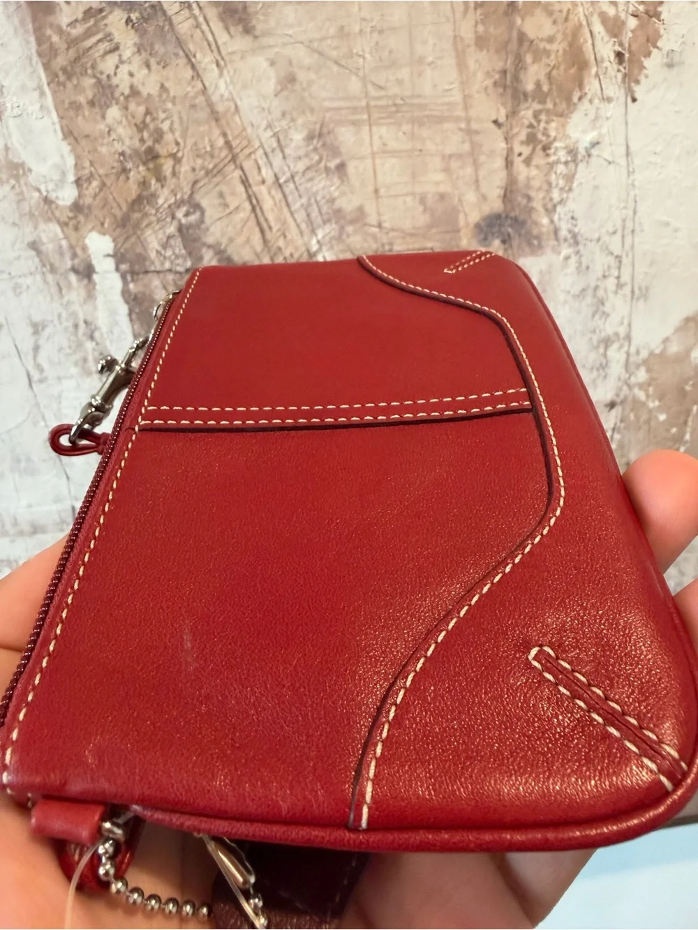 Vintage Coach Y2K Red Leather Mini Pochette Wristlet Soho Baguette Bag